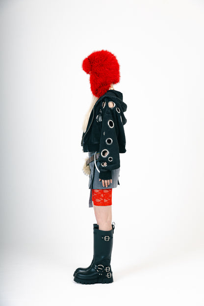 EYELET HOOODIE (BLACK)