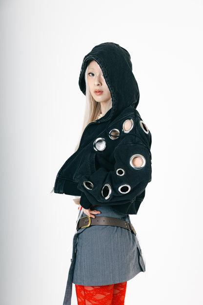 EYELET HOOODIE (BLACK)