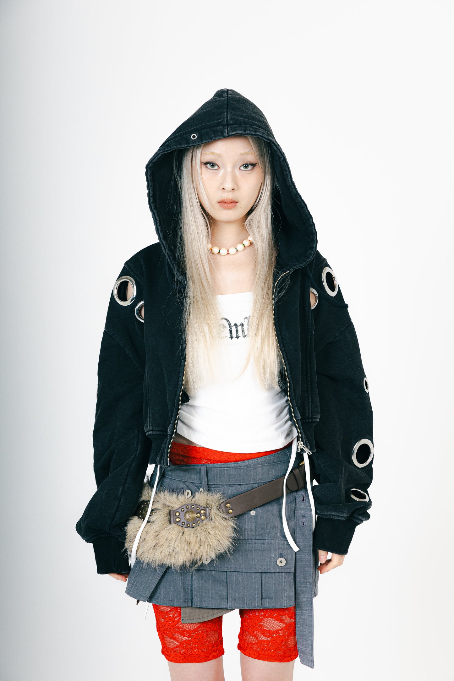 EYELET HOOODIE (BLACK)