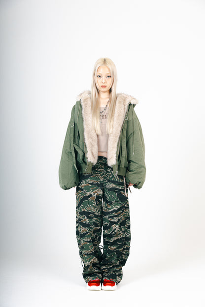 REVERSIBLE FUR BLOUSON (KAHAKI)