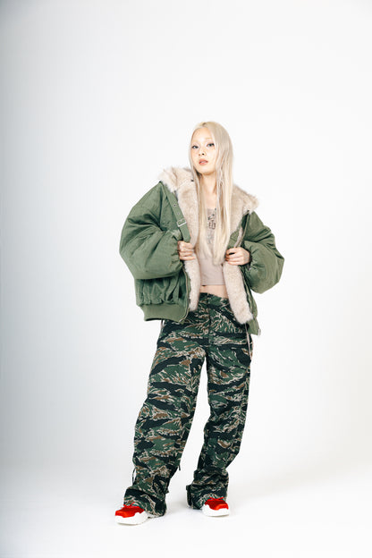 REVERSIBLE FUR BLOUSON (KAHAKI)