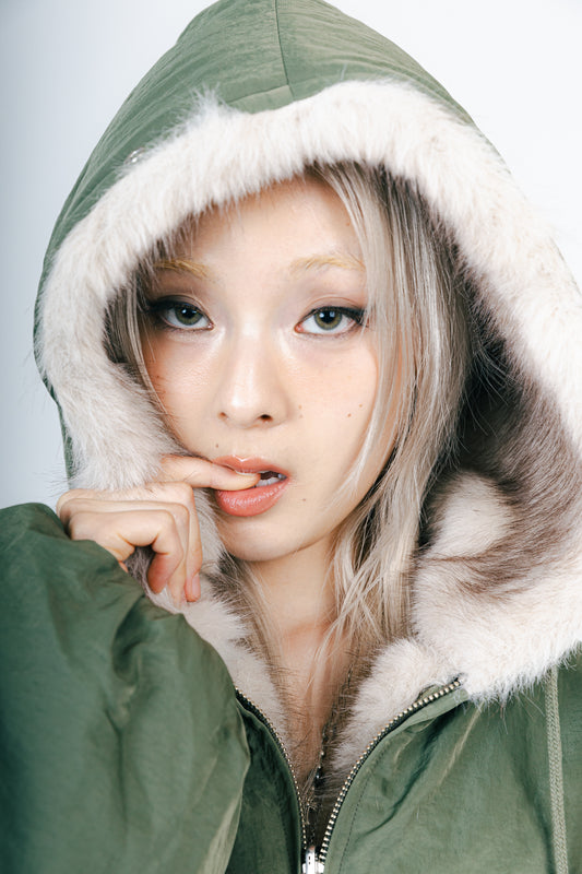 REVERSIBLE FUR BLOUSON (KAHAKI)