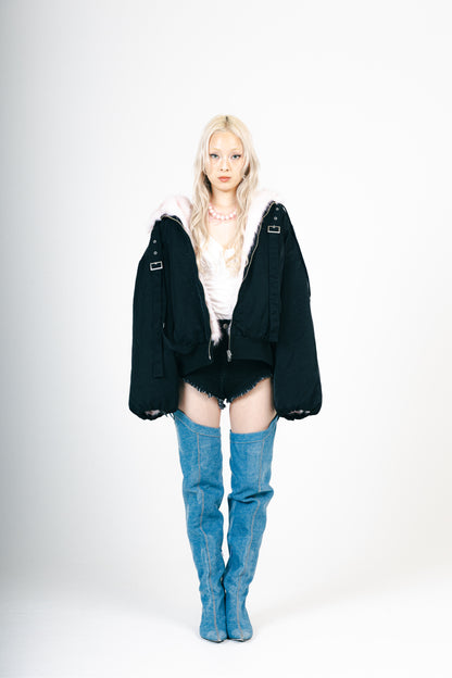 REVERSIBLE FUR BLOUSON (BLACK)