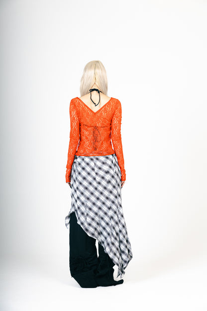 LACE V NECK TOPS（RED）