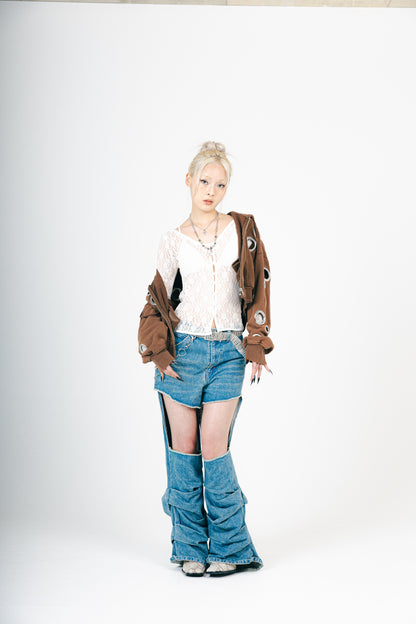 EYELET HOOODIE (BROWN)