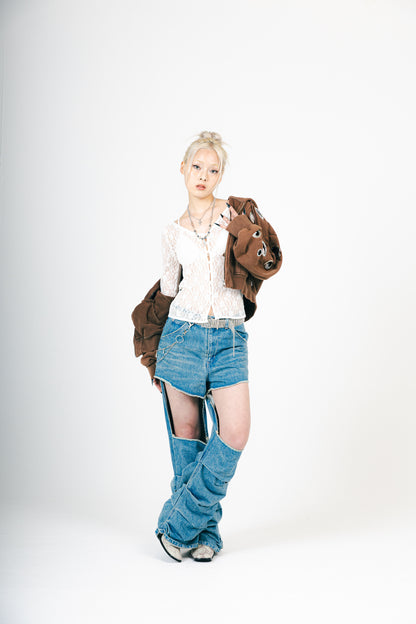 EYELET HOOODIE (BROWN)