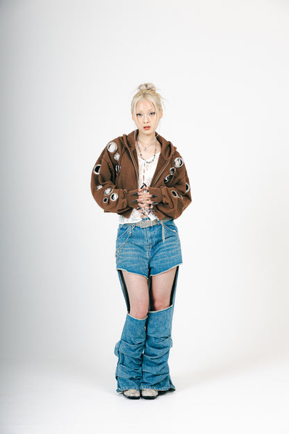 EYELET HOOODIE (BROWN)