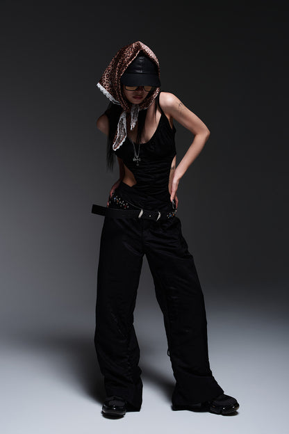 WAIST V CARGO PANTS (BLACK)