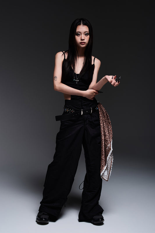 WAIST V CARGO PANTS (BLACK)