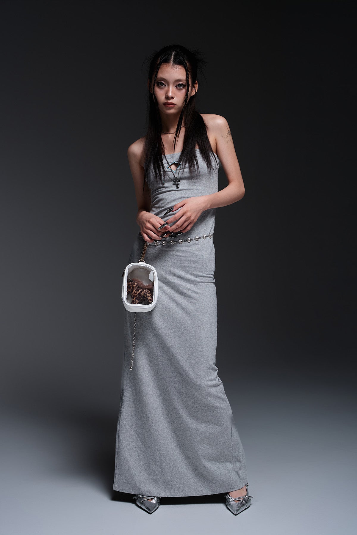 BUST POINT FIT DRESS(GRAY)