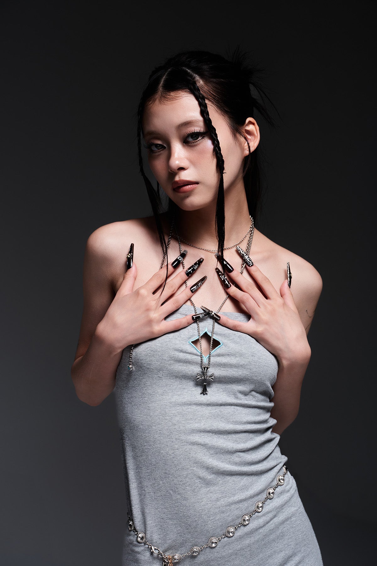 BUST POINT FIT DRESS(GRAY)