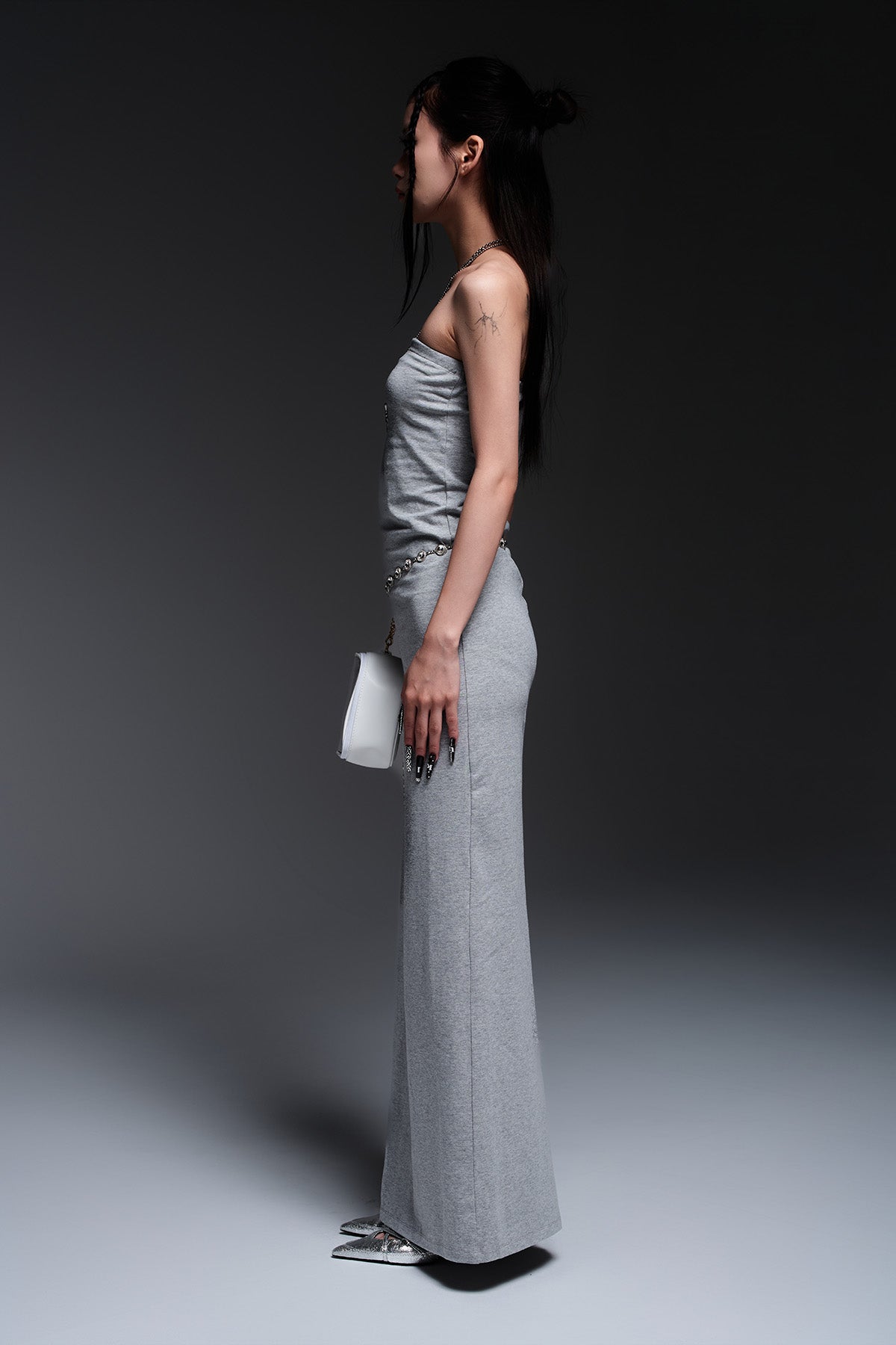 BUST POINT FIT DRESS(GRAY)