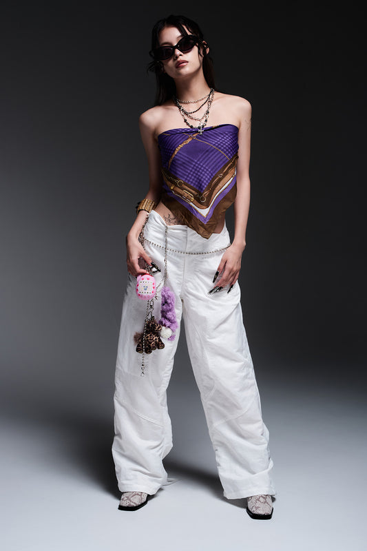 WAIST V CARGO PANTS (WHITE)