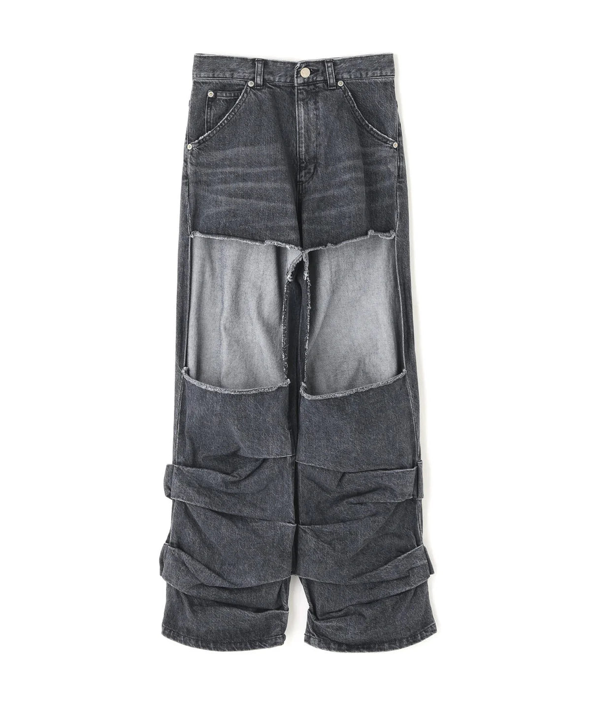 DENIM CUT-OUT PANTS (BLACK)