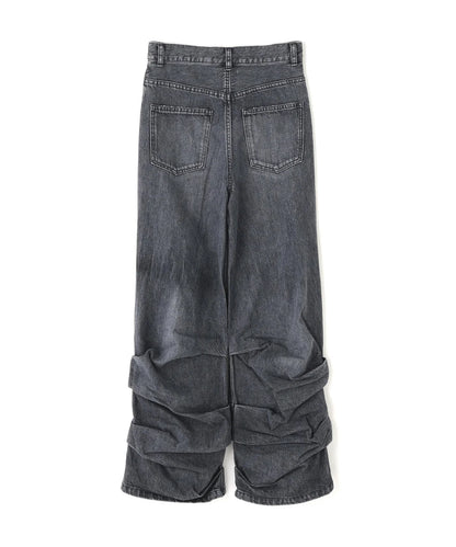 DENIM CUT-OUT PANTS (BLACK)