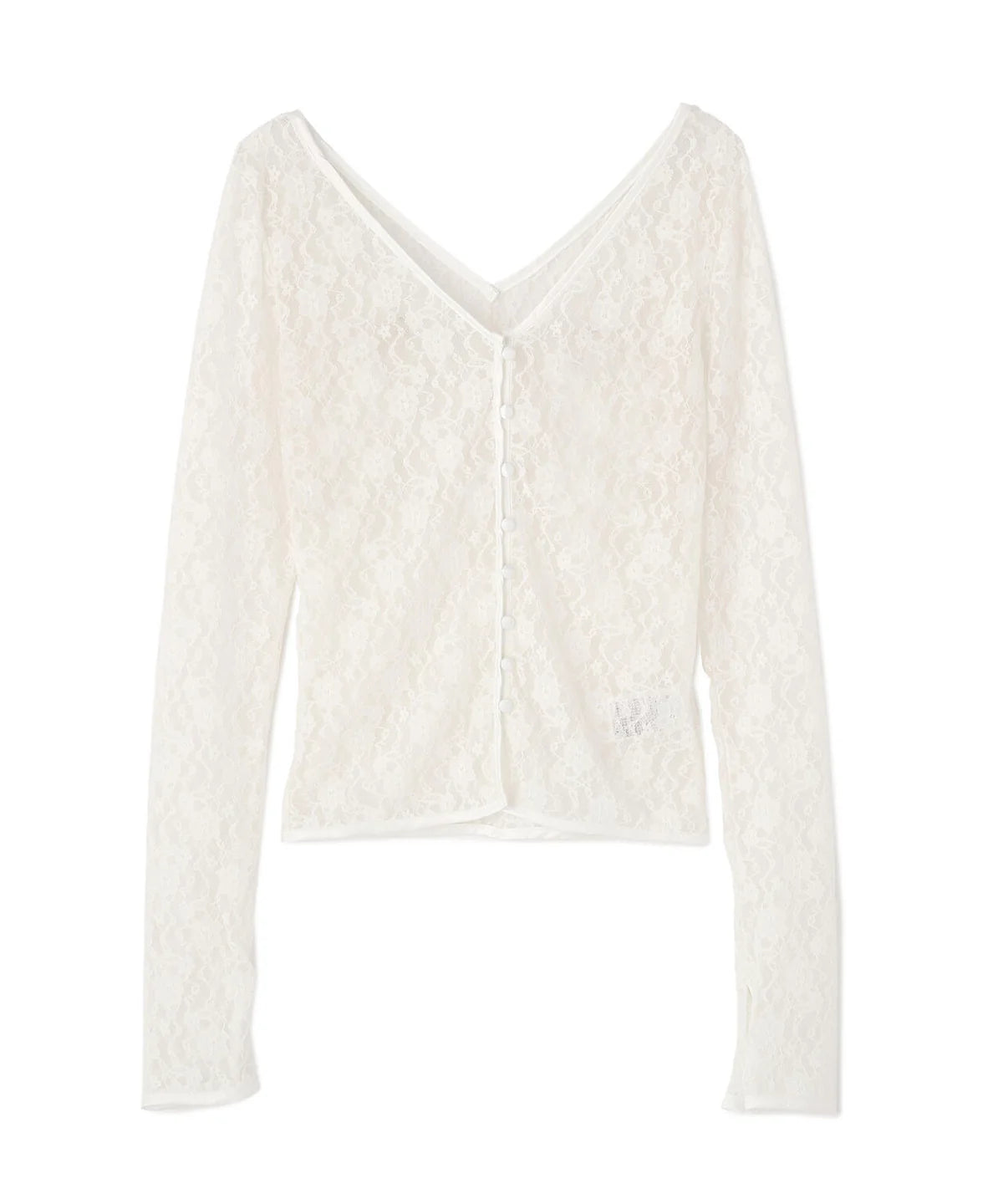 LACE V NECK TOPS（WHITE）