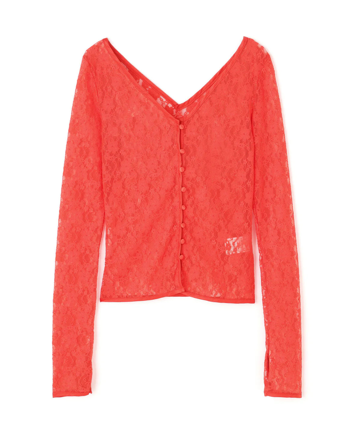 LACE V NECK TOPS（RED）