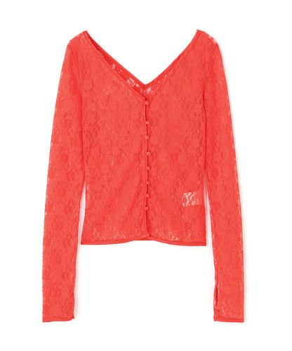 LACE V NECK TOPS（RED）