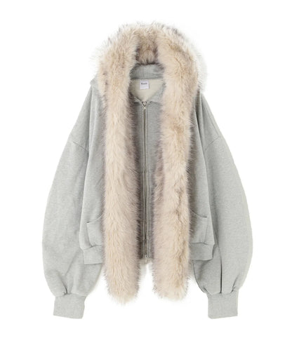 Faux Muffler Hoodie(gray)
