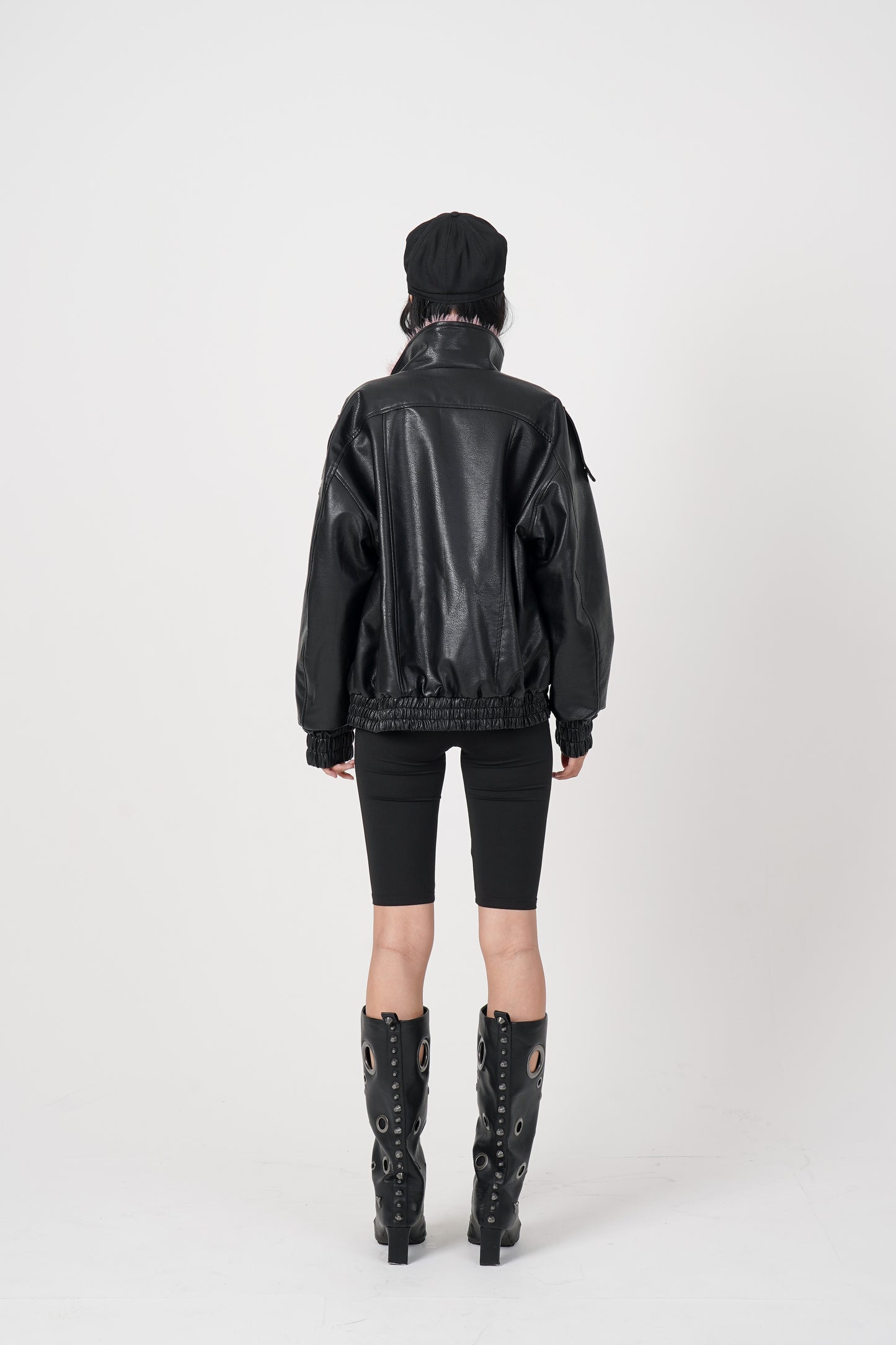 Faux Leather Reversible Blouson (black)