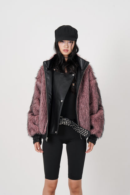 Faux Leather Reversible Blouson (black)