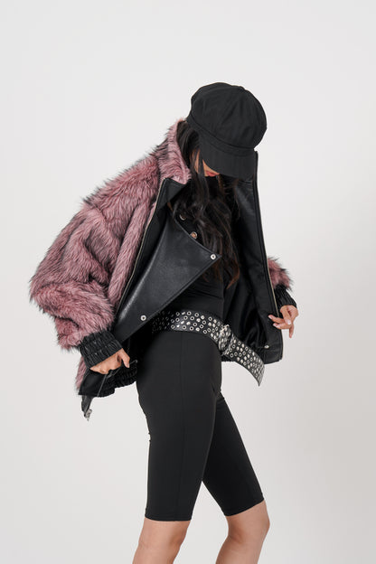 Faux Leather Reversible Blouson (black)