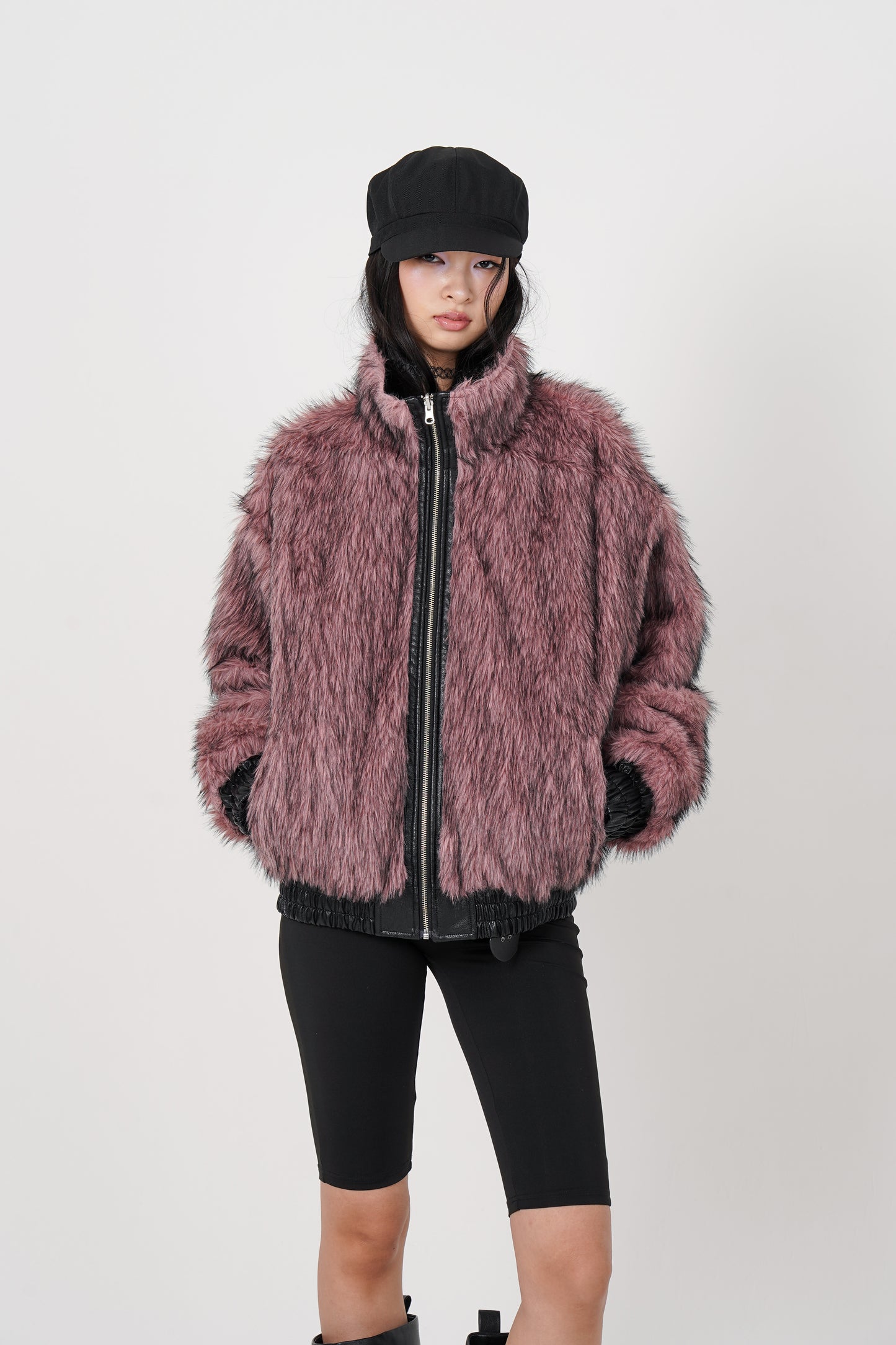 Faux Leather Reversible Blouson (black)