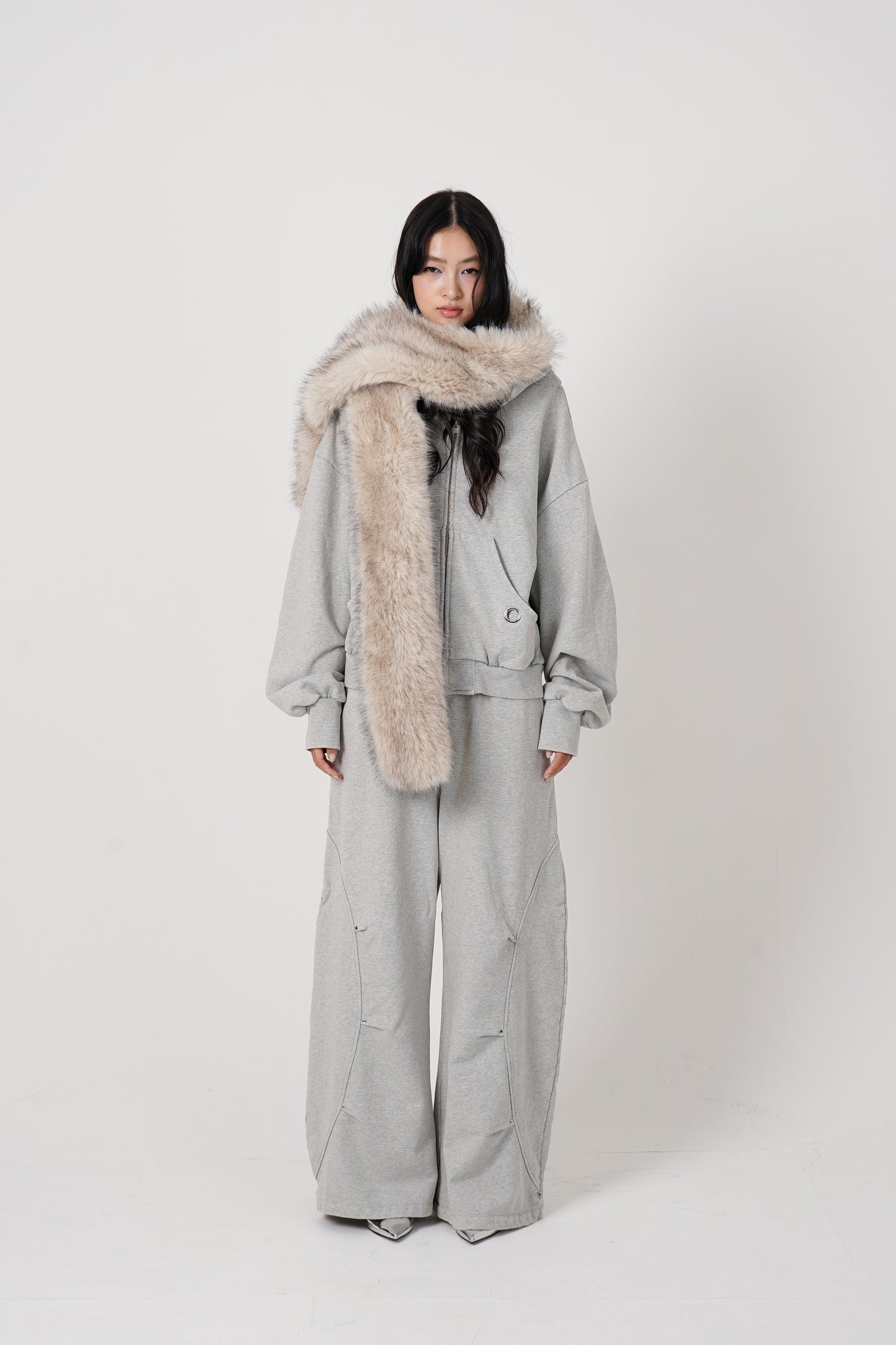Faux Muffler Hoodie(gray)