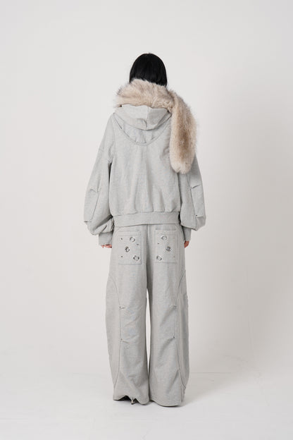Eyelet Tuck Sweat Pants (gray)