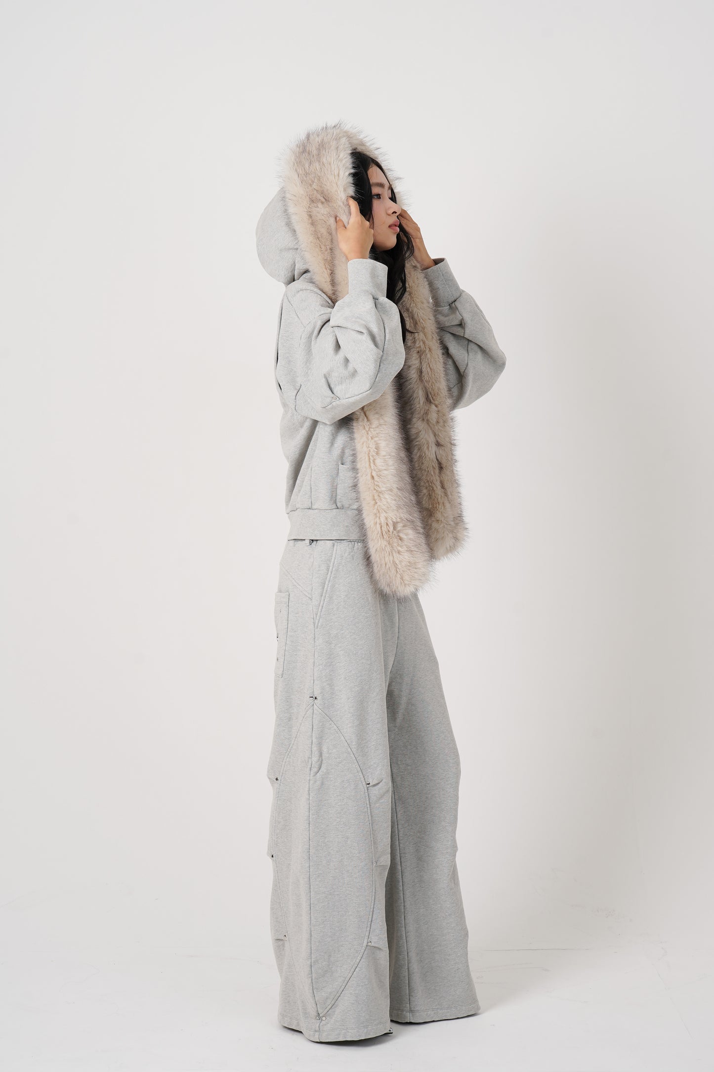 Faux Muffler Hoodie(gray)