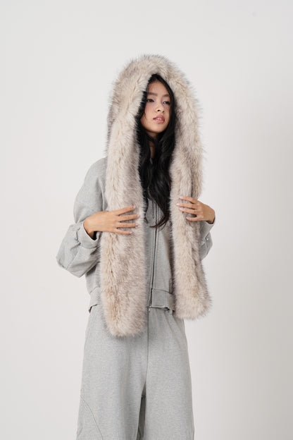 Faux Muffler Hoodie(gray)