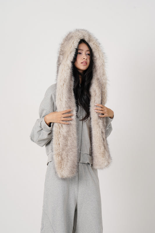 Faux Muffler Hoodie(gray)