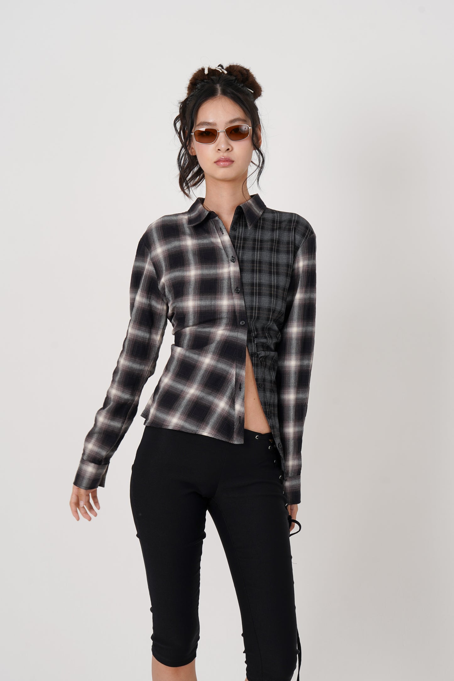 Asymmetry pattern Shirt (black)