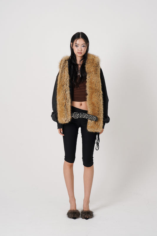 Faux Muffler Hoodie (black)