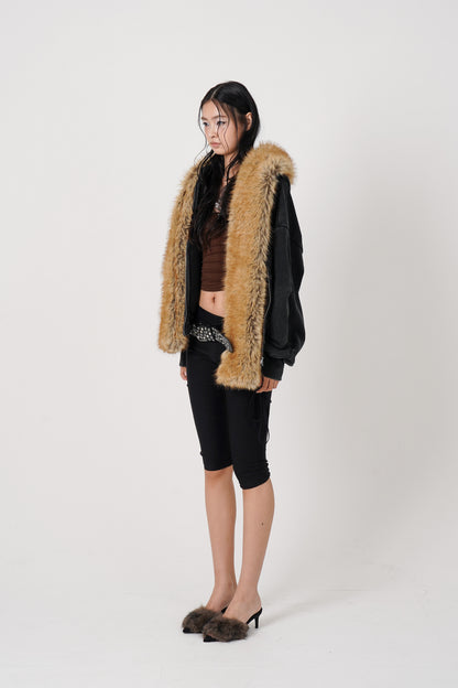 Faux Muffler Hoodie (black)