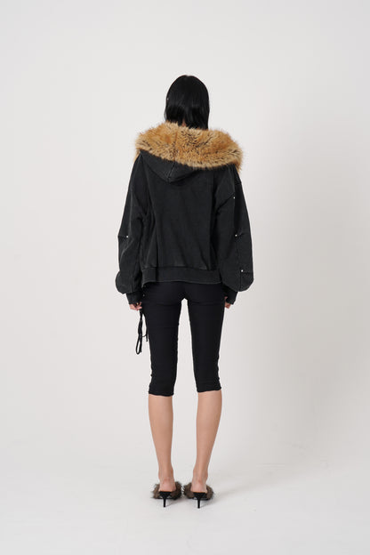 Faux Muffler Hoodie (black)