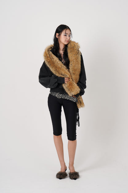 Faux Muffler Hoodie (black)