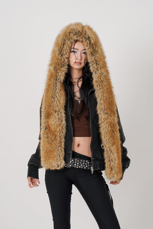 Faux Muffler Hoodie (black)