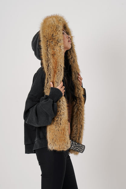 Faux Muffler Hoodie (black)