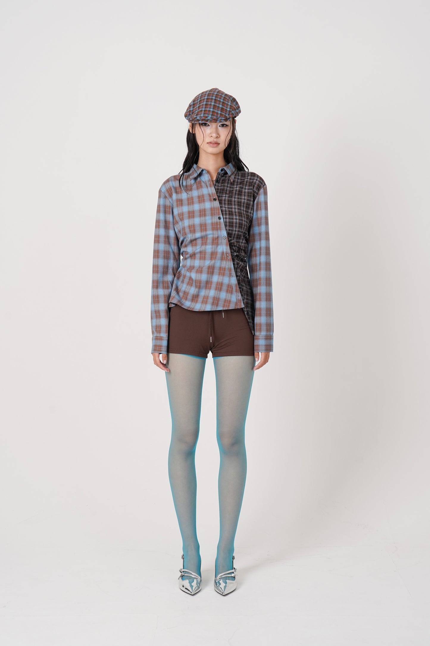 Asymmetry pattern Shirt(blue)