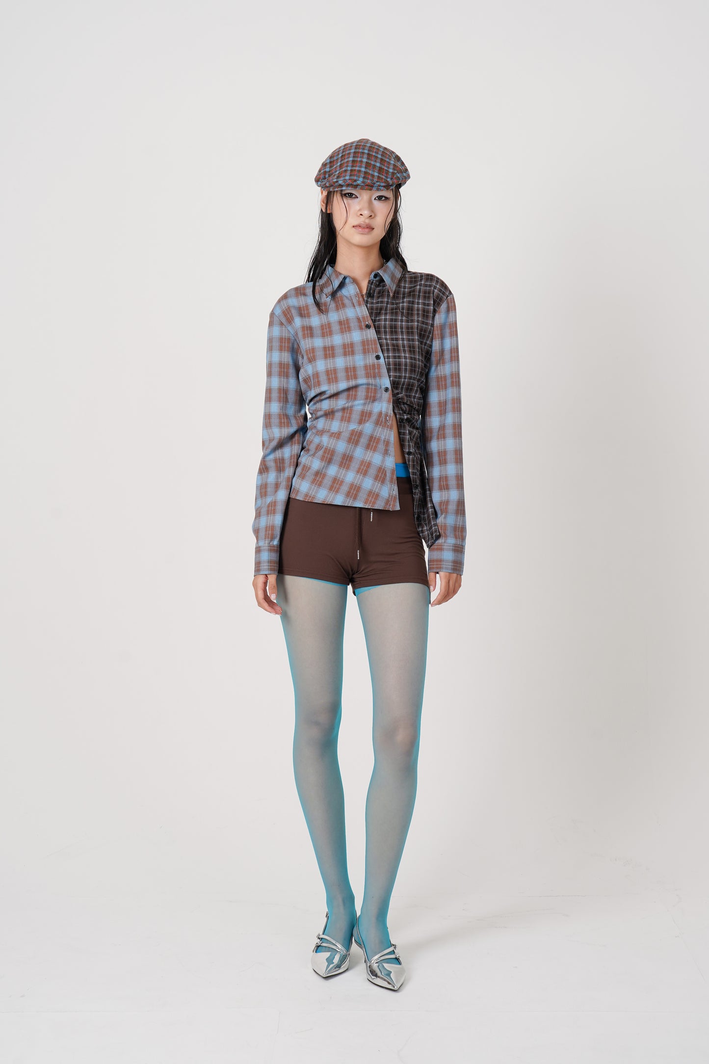 Asymmetry pattern Shirt(blue)