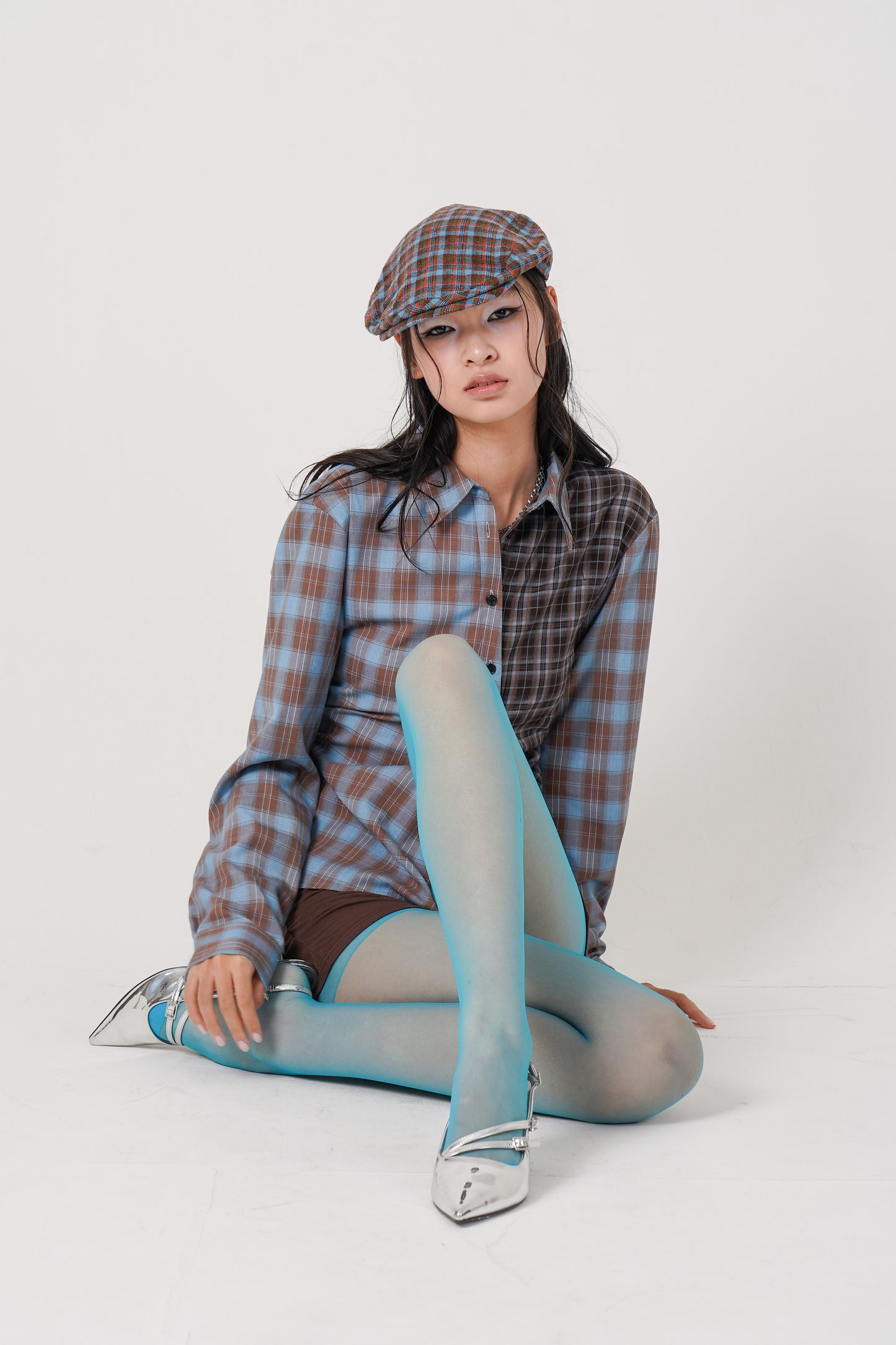 Asymmetry pattern Shirt(blue)
