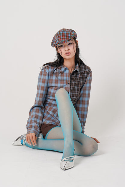 Asymmetry pattern Shirt(blue)