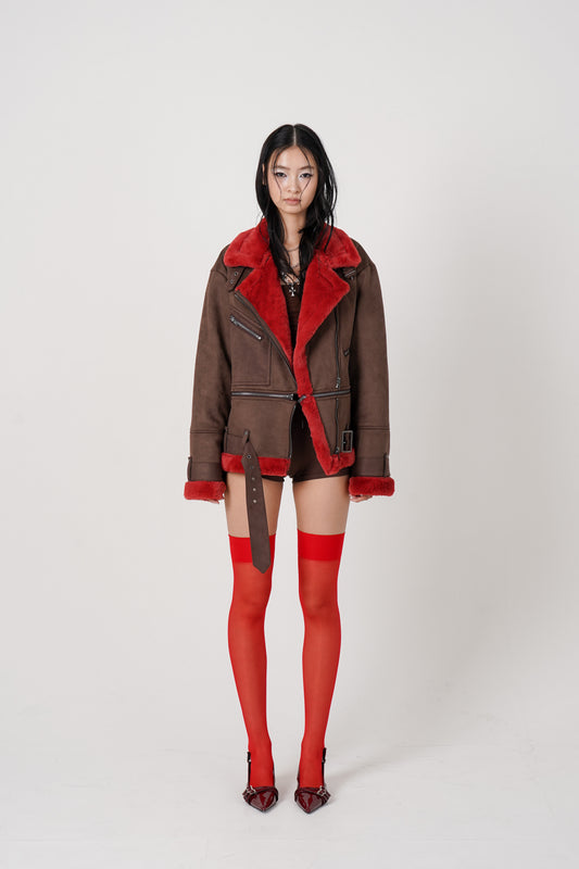 2Way Faux Shearling jacket（brown）