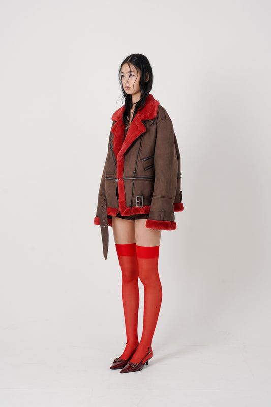 2Way Faux Shearling jacket（brown）