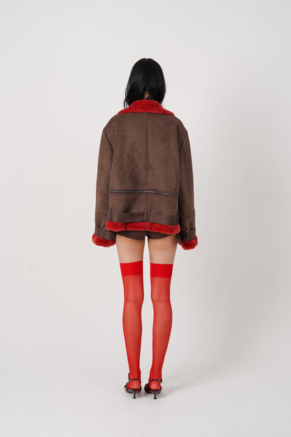 2Way Faux Shearling jacket（brown）